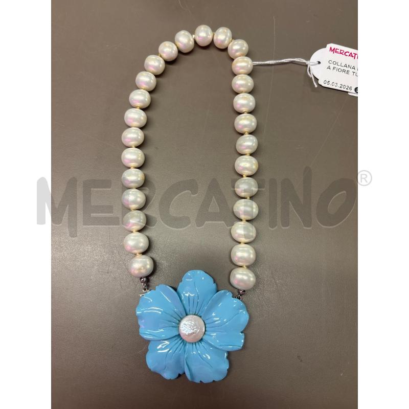 COLLANA PERLE CHIUSURA FIORE TURCHESE | Mercatino dell'Usato Salerno 1