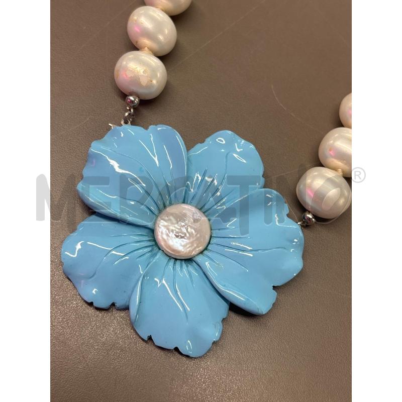 COLLANA PERLE CHIUSURA FIORE TURCHESE | Mercatino dell'Usato Salerno 2