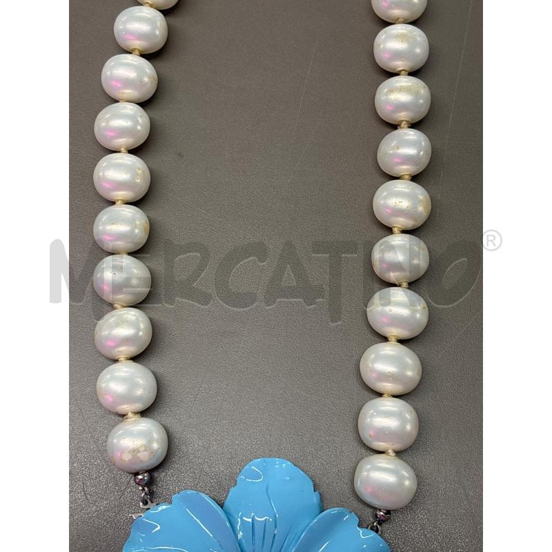 COLLANA PERLE CHIUSURA FIORE TURCHESE | Mercatino dell'Usato Salerno 3