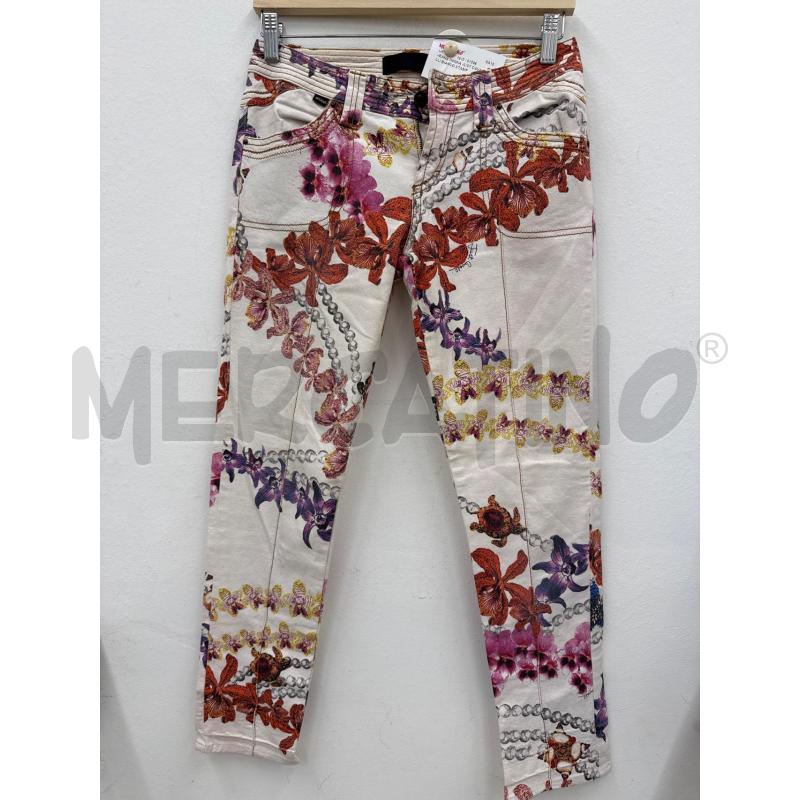 JEANS DONNA JUST CAVALLI BIANCO STAMPE COLORATE FIORI  | Mercatino dell'Usato Salerno 1