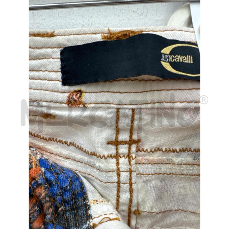 JEANS DONNA JUST CAVALLI BIANCO STAMPE COLORATE FIORI  | Mercatino dell'Usato Salerno 5