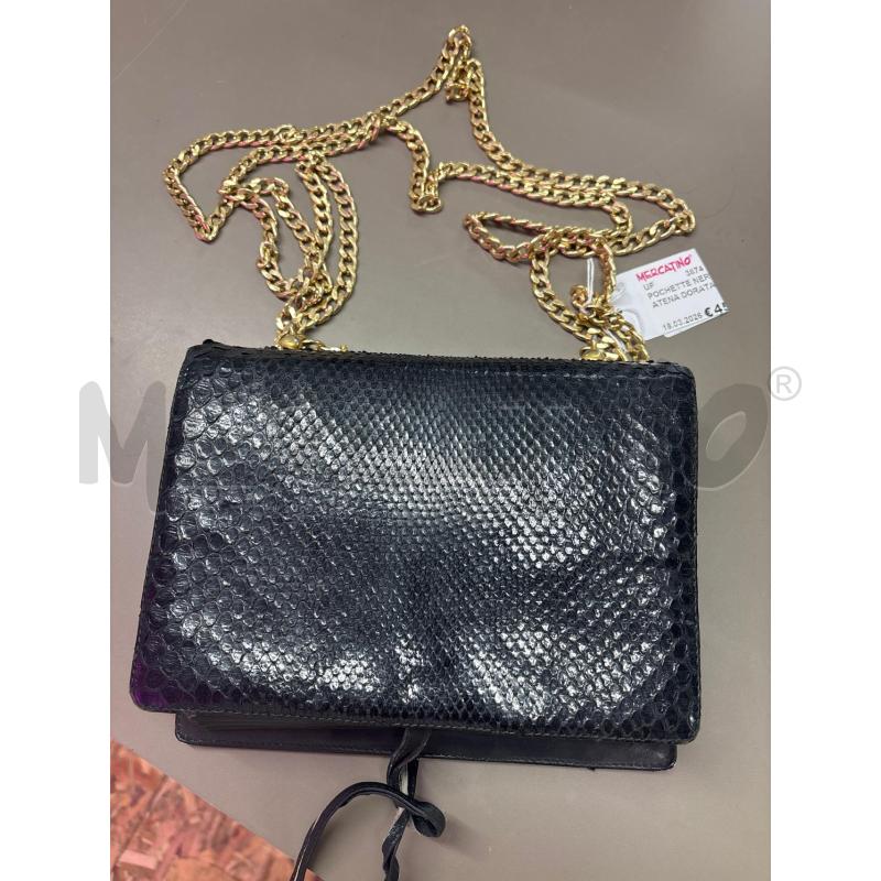 POCHETTE NERA PELLE CATENA DORATA TIPO PORTAFOGLIO INTERNO | Mercatino dell'Usato Salerno 1