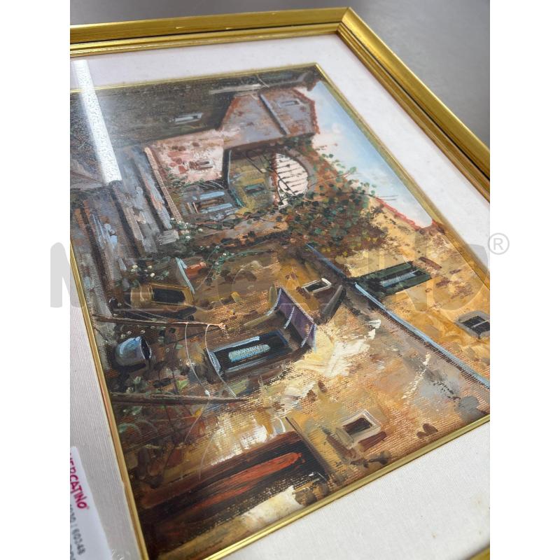 QUADRO CORNICE DORATA SCORCIO PAESE CON SCALINATA | Mercatino dell'Usato Salerno 3