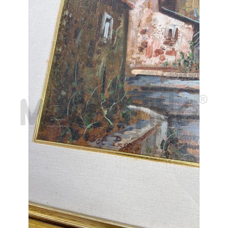QUADRO CORNICE DORATA SCORCIO PAESE CON SCALINATA | Mercatino dell'Usato Salerno 4