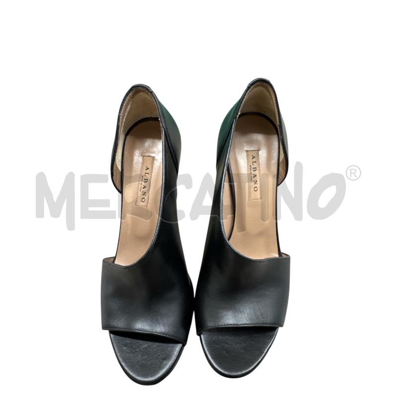 SCARPE DONNA ALBANO NERE PELLE SPUNTATE TACCO LARGO | Mercatino dell'Usato Salerno 1