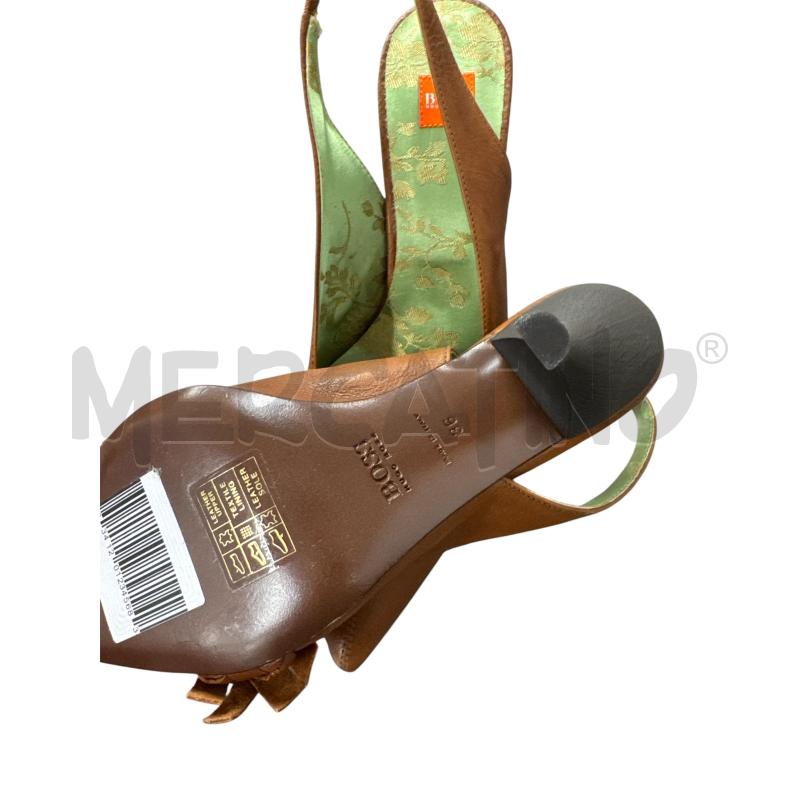 SCARPE DONNA BOSS MARRONI PELLE TACCO INTERNO VERDE DAMASCATO  | Mercatino dell'Usato Salerno 3