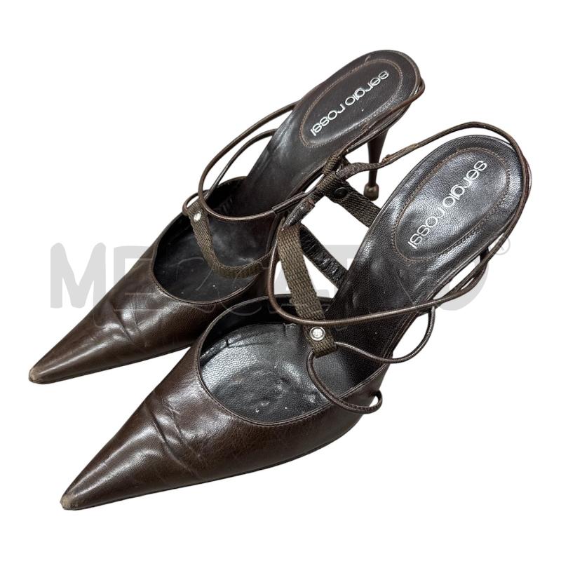SCARPE DONNA SERGIO ROSSI MARRONI PELLE PUNTA | Mercatino dell'Usato Salerno 1