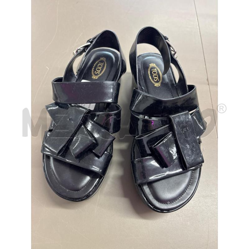 SCARPE DONNA TOD'S NERE SANDALO ZEPPA VERNICE | Mercatino dell'Usato Salerno 1