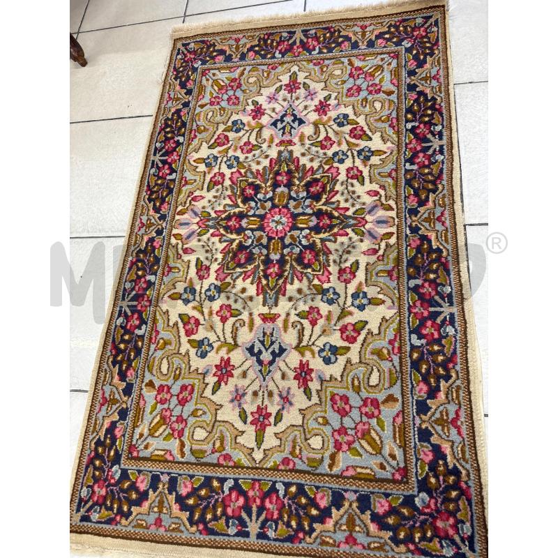 TAPPETO PERSIANO 150X88CM DA RIVEDERE BEIGE BLU FIORI ROSA CELESTI | Mercatino dell'Usato Salerno 1