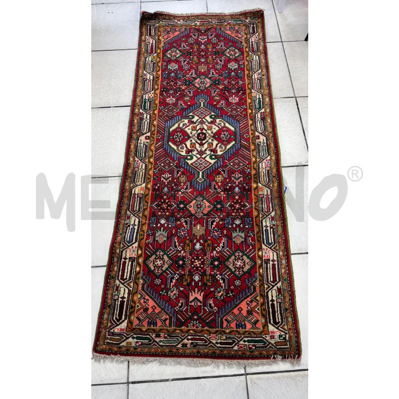 TAPPETO PERSIANO 191X77CM ROSSO ROSA BLU FANTASIA GEOMETRICA | Mercatino dell'Usato Salerno 1