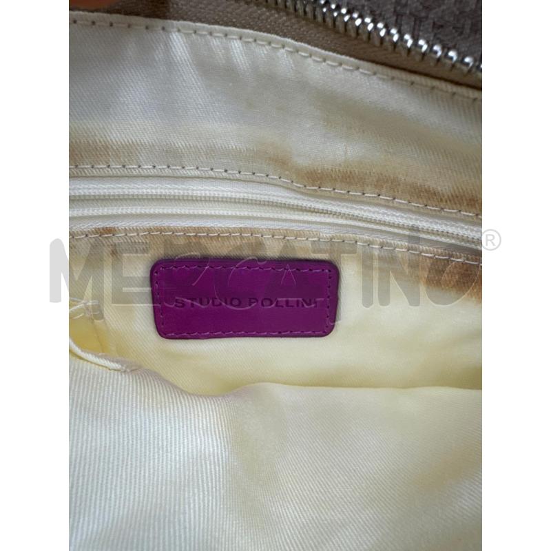 TRACOLLA DONNA STUDIO POLLONI BEIGE FUCSIA LOGGATA  | Mercatino dell'Usato Salerno 3
