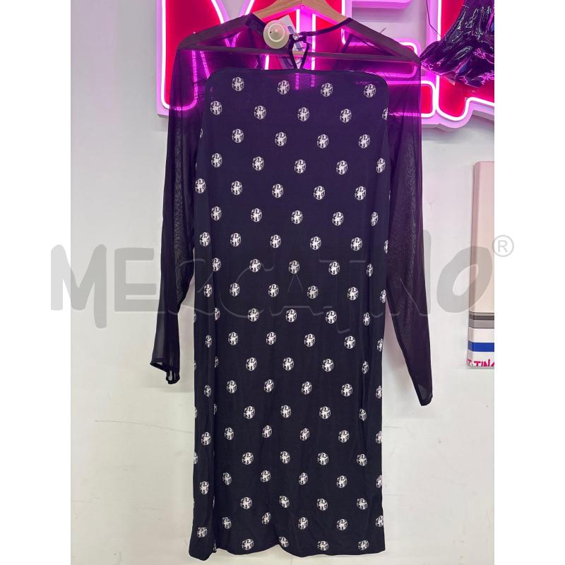 VESTITO DONNA ANNA RACHELE NERO STAMPA DFIAMANTI PIUME | Mercatino dell'Usato Salerno 3