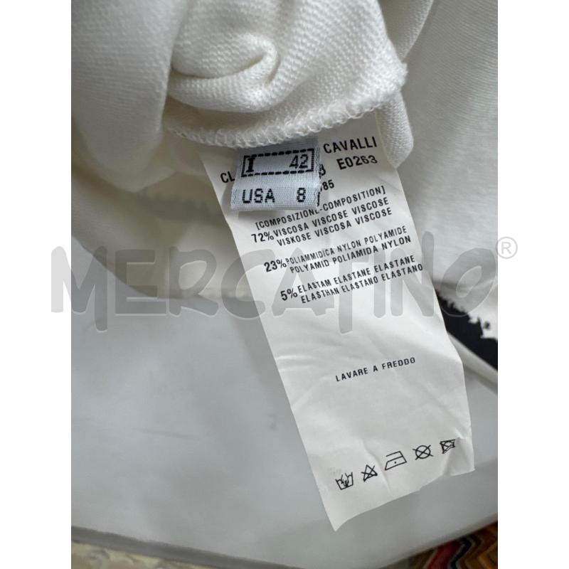 VESTITO DONNA ROBERT CAVALLI BIANCO FASCIA NERA GIROMANICHE  | Mercatino dell'Usato Salerno 5