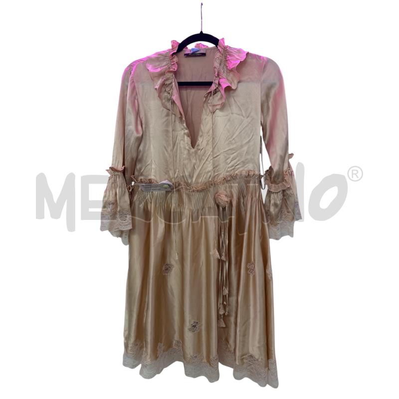 VESTITO DONNA TWIN SET BEIGE SETA ROSE  | Mercatino dell'Usato Salerno 1