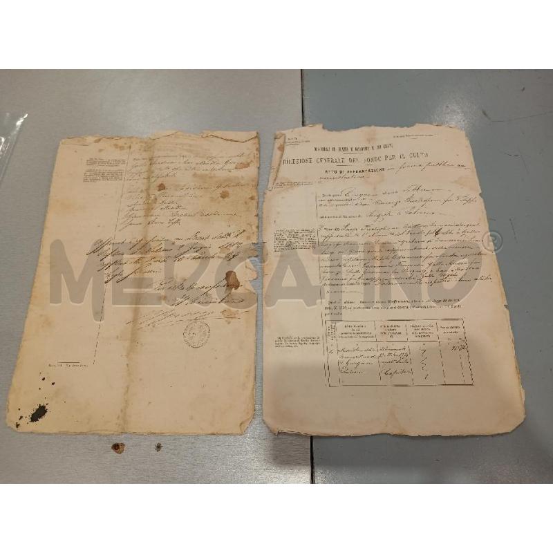 1881 REGNO ATTO DI AFFRANCAZIONE - FONDO DEL CULTO  DOCUMENTO  | Mercatino dell'Usato Salerno fratte 2