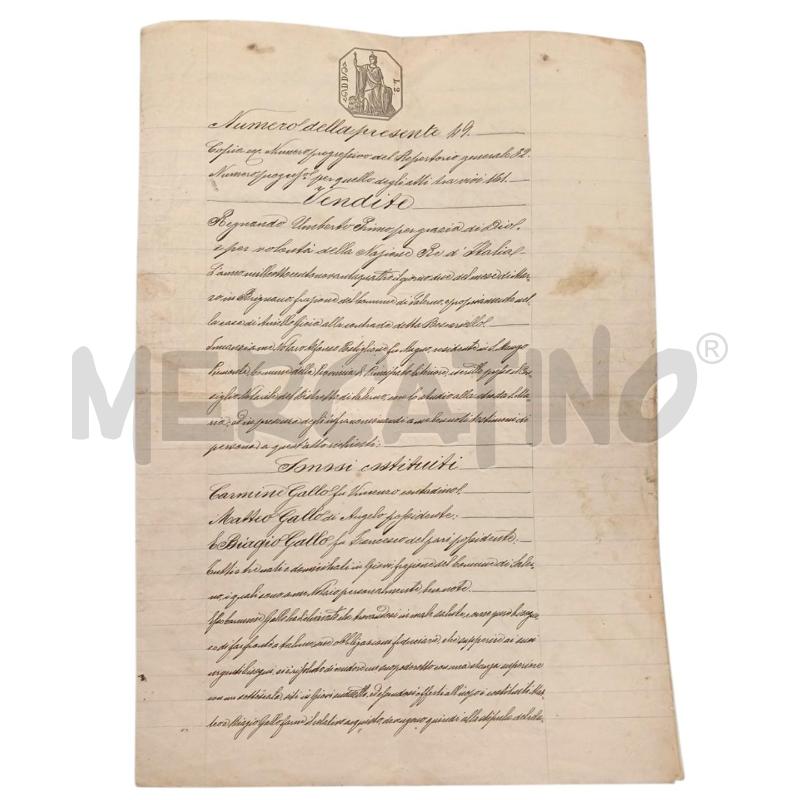 1894 DOCUMENTO VENDITA REGNO D'ITALIA  | Mercatino dell'Usato Salerno fratte 1
