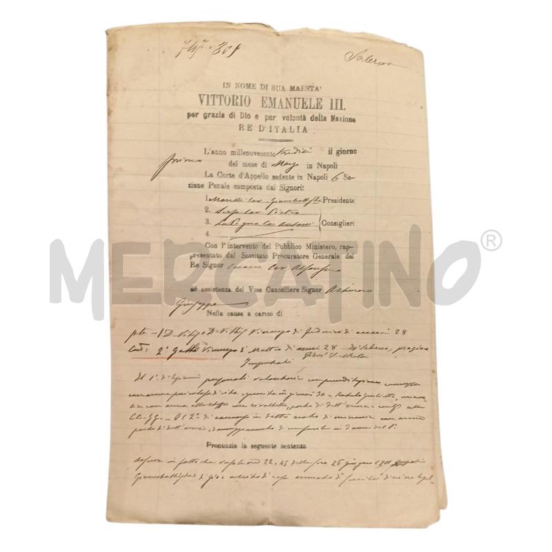 1913 ATTO GIUDIZIARIO SALERNO DOCUMENTO  | Mercatino dell'Usato Salerno fratte 1