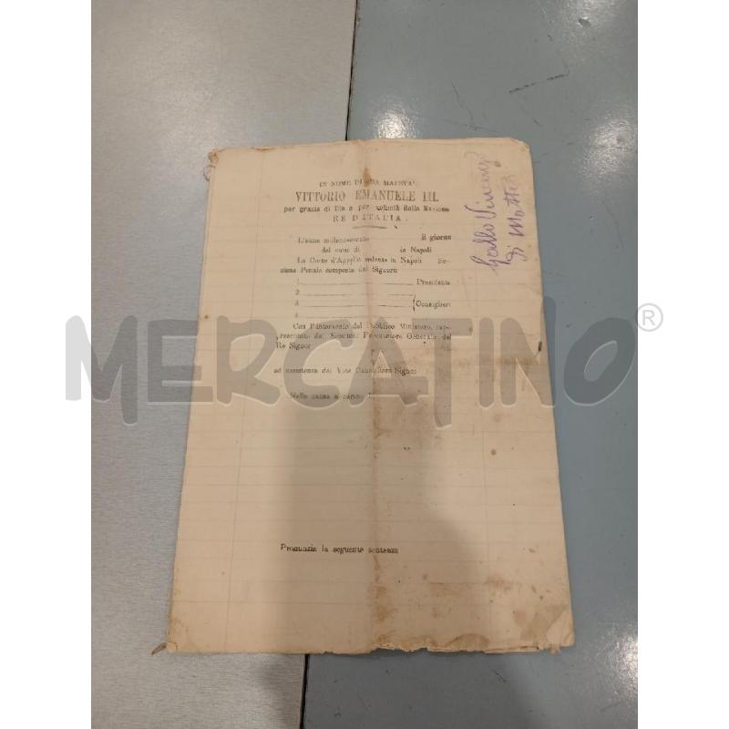 1913 ATTO GIUDIZIARIO SALERNO DOCUMENTO  | Mercatino dell'Usato Salerno fratte 4