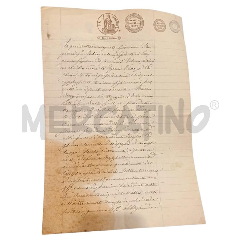 1916 DOCUMETO CON TIMBRI E MARCHE DOCUMENTO  | Mercatino dell'Usato Salerno fratte 1