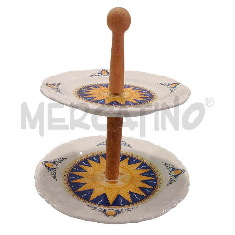 ALZATINA CERAMICA CASTELLI DUE RIPIANI SOLE  | Mercatino dell'Usato Salerno fratte 1
