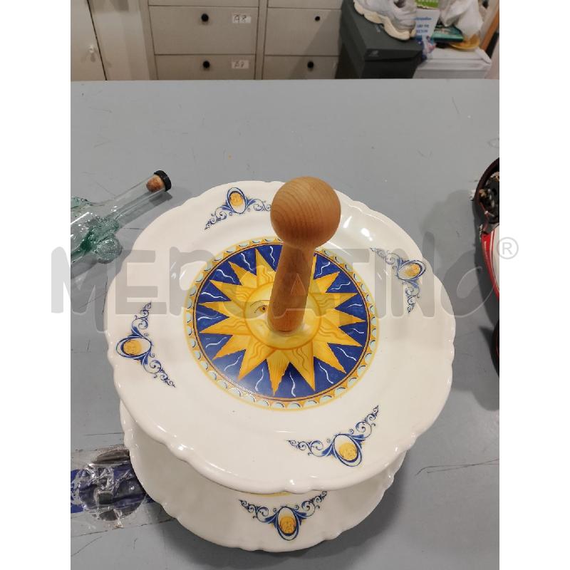 ALZATINA CERAMICA CASTELLI DUE RIPIANI SOLE  | Mercatino dell'Usato Salerno fratte 2