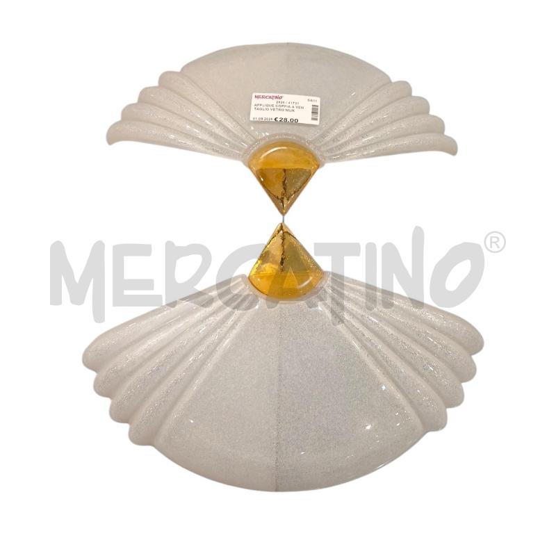 APPLIQUE COPPIA A VENTAGLIO VETRO MURANO  | Mercatino dell'Usato Salerno fratte 1