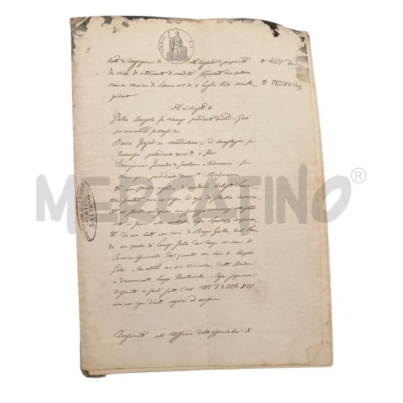 ATTO NOTARILE 1876 DOCUMENTO  | Mercatino dell'Usato Salerno fratte 1