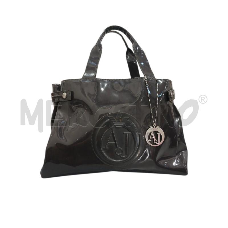BORSA DONNA ARMANI JEANS LUCIDA GRIGIO SCURO | Mercatino dell'Usato Salerno fratte 1
