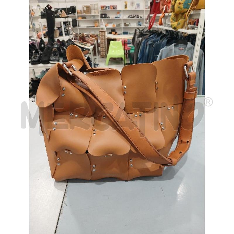 BORSA DONNA A SPALLA DESIGN MODULARE GEOMETRICO MARRONE CHIARO | Mercatino dell'Usato Salerno fratte 2