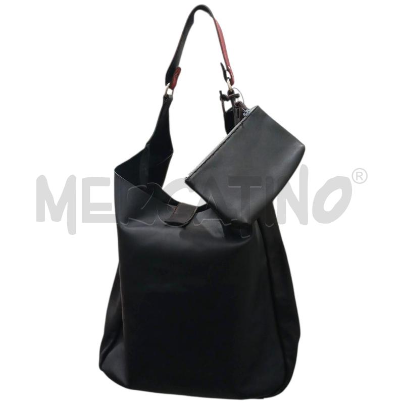 BORSA DONNA BOTTEGA BOSSA GRANDE 41X40 C. IN PELLE NERA CON POCHETTE INTERNA | Mercatino dell'Usato Salerno fratte 1