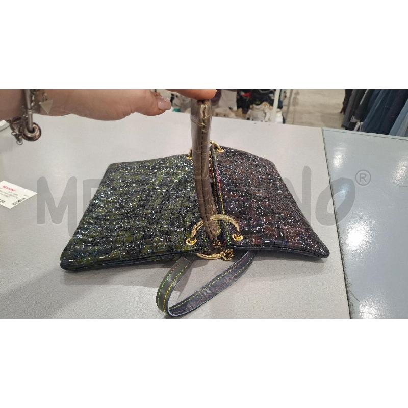 BORSA DONNA EBARRITO IN PELLE GOFFRATA IN TONI VERDE/ORO/VIOLA A TRIPLA CHIOUSURA SEPARATA NUOVA  | Mercatino dell'Usato Salerno fratte 2