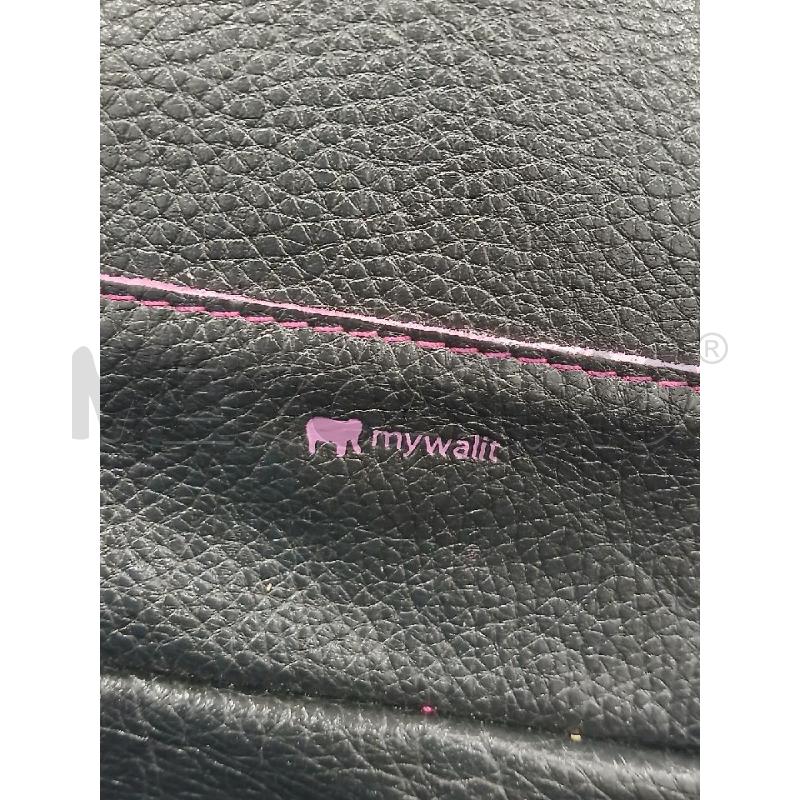 BORSA DONNA MY WALIT PELLE NERA RICH. FUCSIA | Mercatino dell'Usato Salerno fratte 2