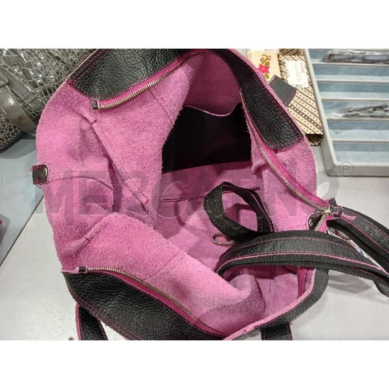 BORSA DONNA MY WALIT PELLE NERA RICH. FUCSIA | Mercatino dell'Usato Salerno fratte 4