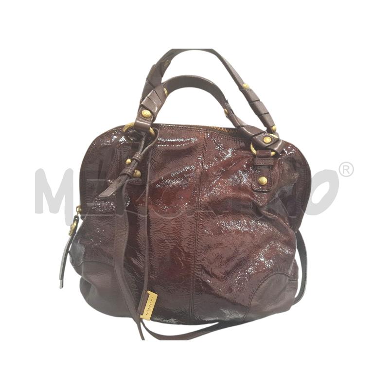 BORSA DONNA NANNINI IN PELLE MARRONE LUCIDA MAXI | Mercatino dell'Usato Salerno fratte 1