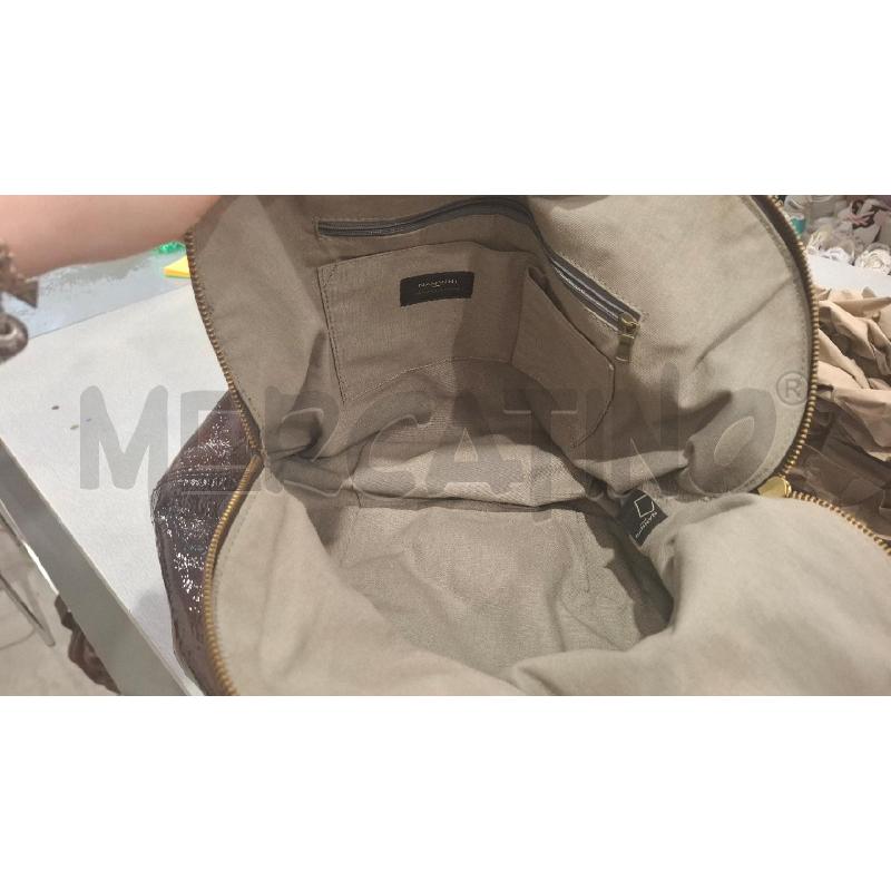 BORSA DONNA NANNINI IN PELLE MARRONE LUCIDA MAXI | Mercatino dell'Usato Salerno fratte 3
