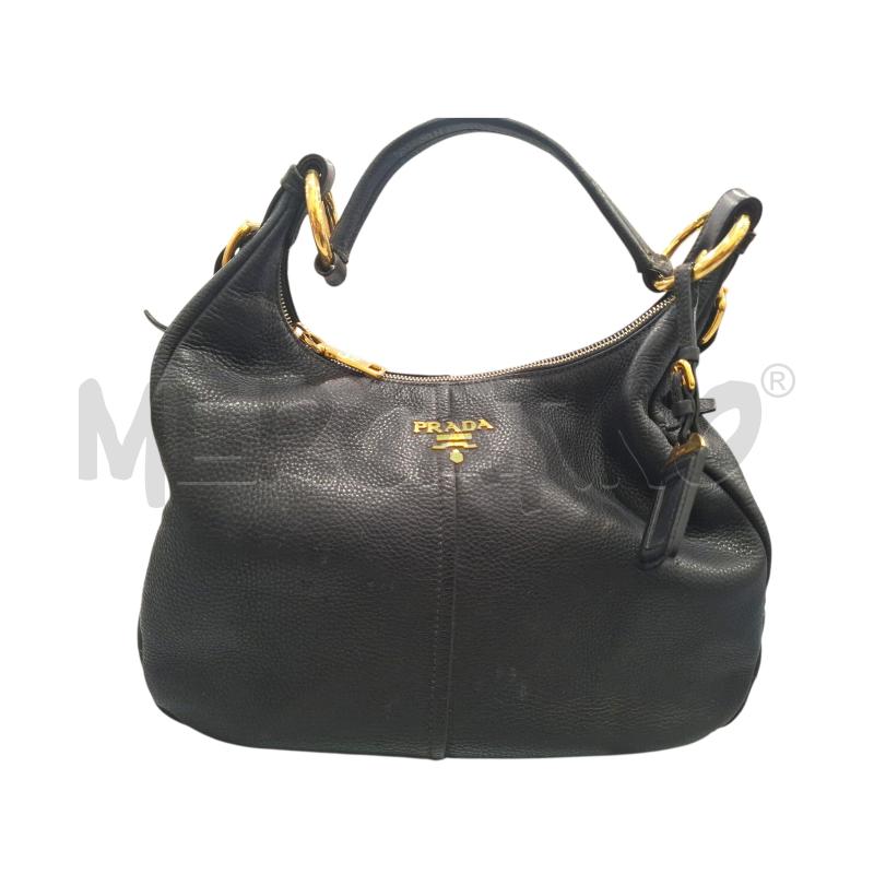 BORSA DONNA PRADA PELLE NERA HOBOA SPALLA | Mercatino dell'Usato Salerno fratte 1
