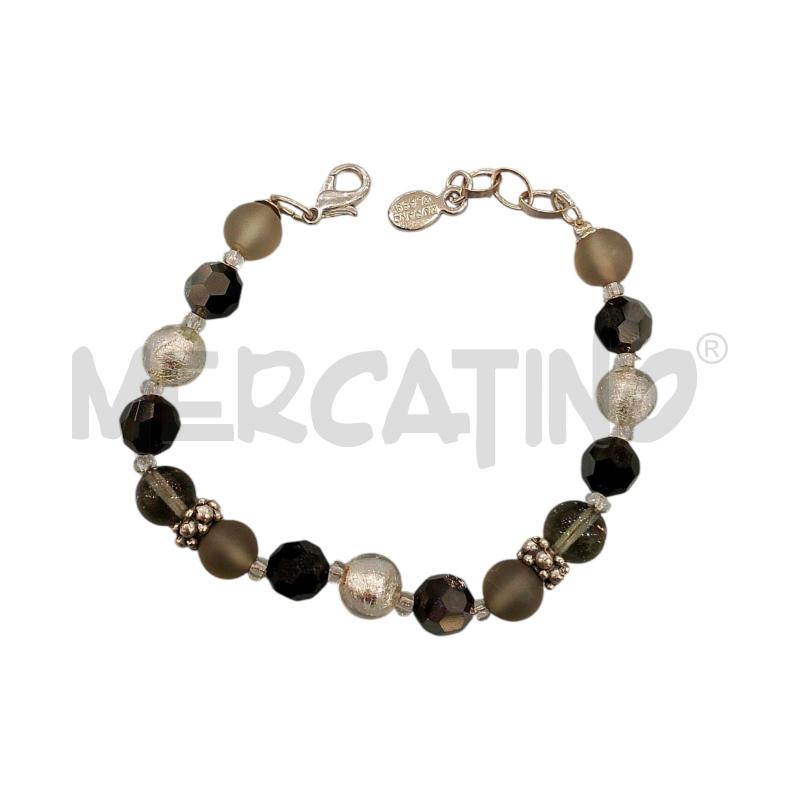 BRACCIALE VETRO MURANO GRIGIO NERO ARG | Mercatino dell'Usato Salerno fratte 1