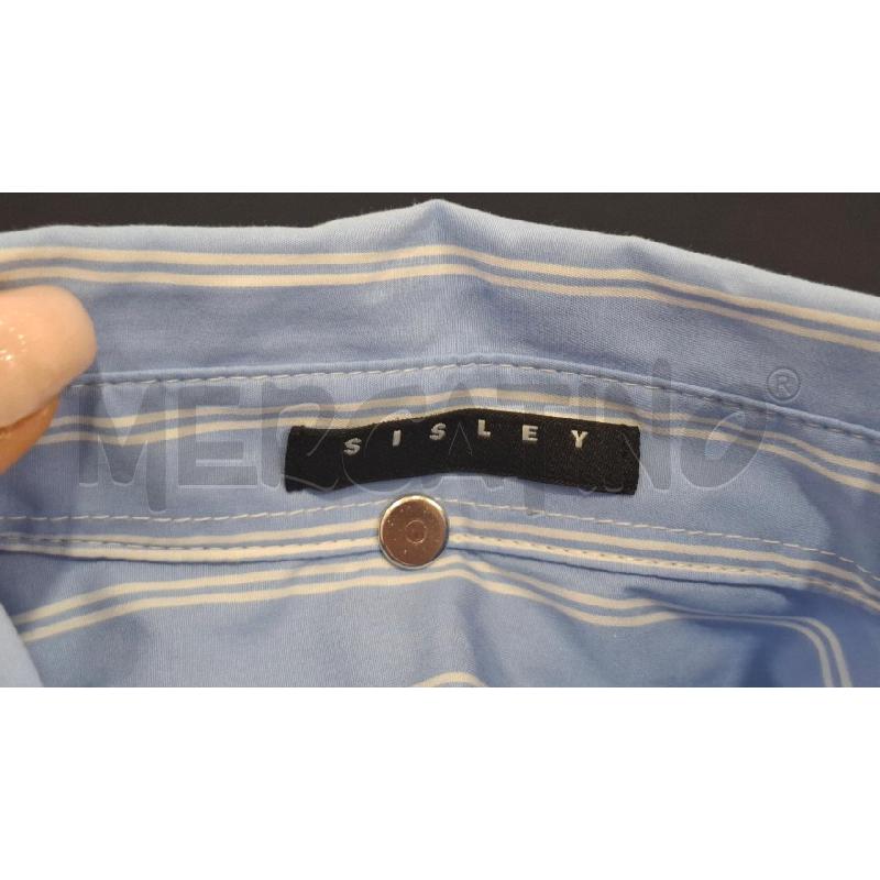 CAMICIA DONNA SISLEY RIGHE CELESTE RIGHE BIANCHE | Mercatino dell'Usato Salerno fratte 3