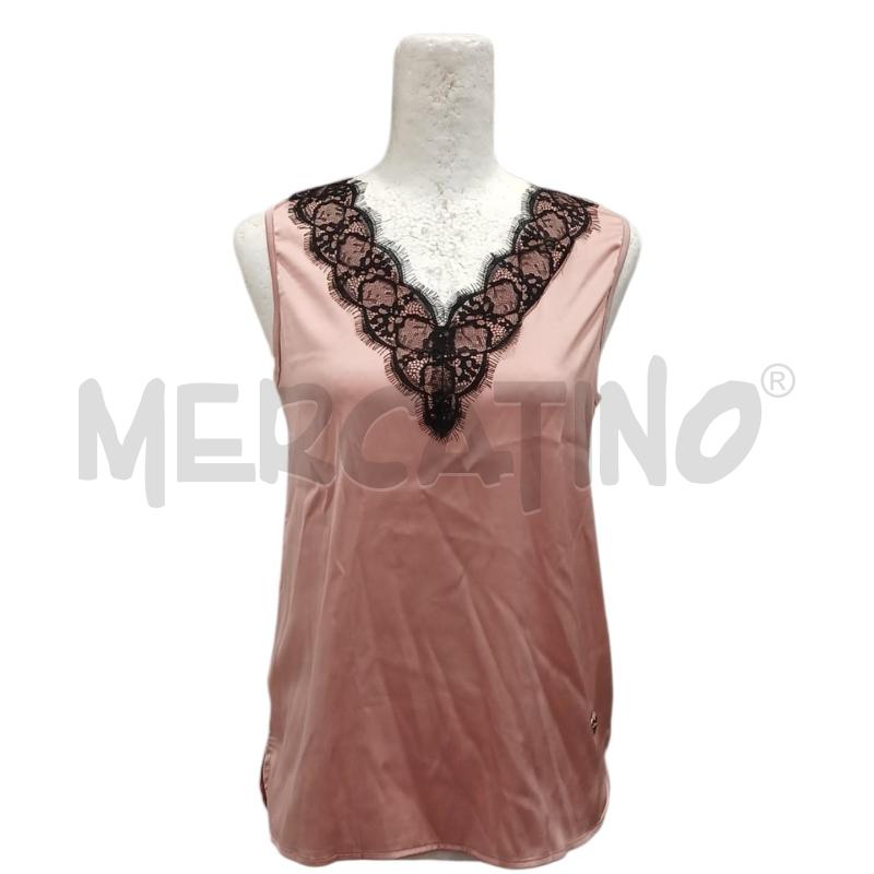 CANOTTA DONNA DORABELLA ROSA MERLETTO NERO TG.S | Mercatino dell'Usato Salerno fratte 1