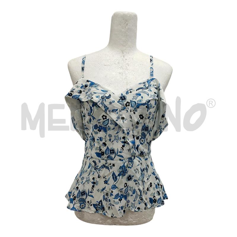 CANOTTA DONNA LIU JO BASE BIANCA FANT. FIORI AZZURRA | Mercatino dell'Usato Salerno fratte 1