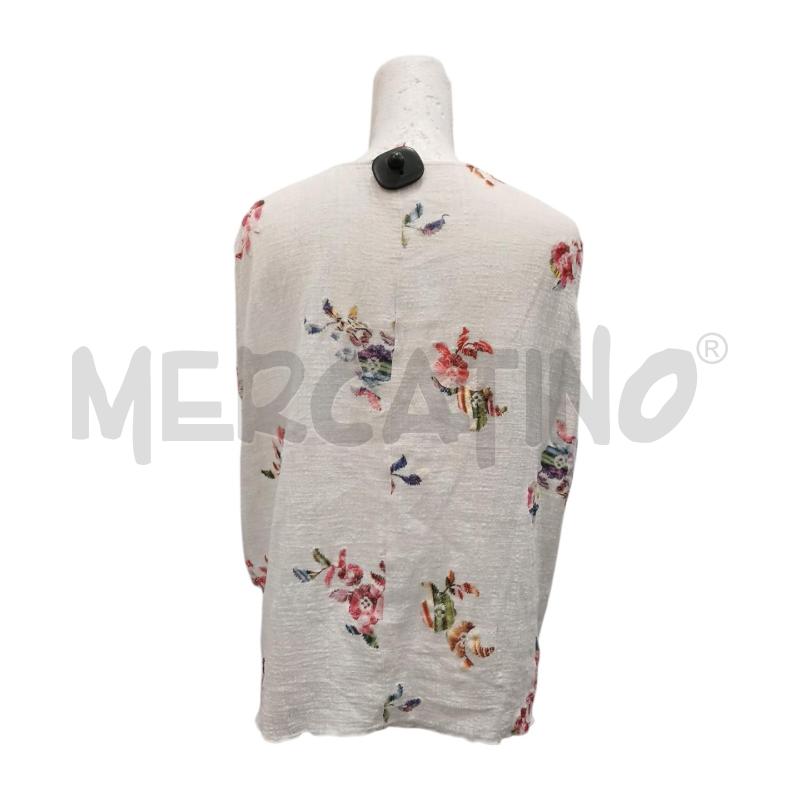 CANOTTA DONNA ROSAPOIS COTONE BIANCA DIS. FIORI | Mercatino dell'Usato Salerno fratte 2