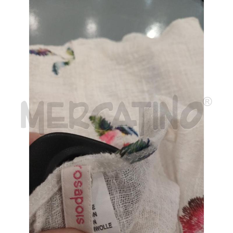 CANOTTA DONNA ROSAPOIS COTONE BIANCA DIS. FIORI | Mercatino dell'Usato Salerno fratte 4