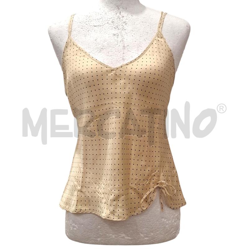 CANOTTA DONNA VERDE VERONICA PURA SETA BEIGE POIS NERI | Mercatino dell'Usato Salerno fratte 1