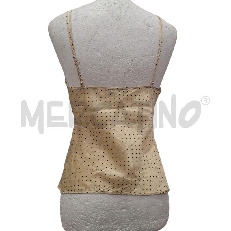 CANOTTA DONNA VERDE VERONICA PURA SETA BEIGE POIS NERI | Mercatino dell'Usato Salerno fratte 2