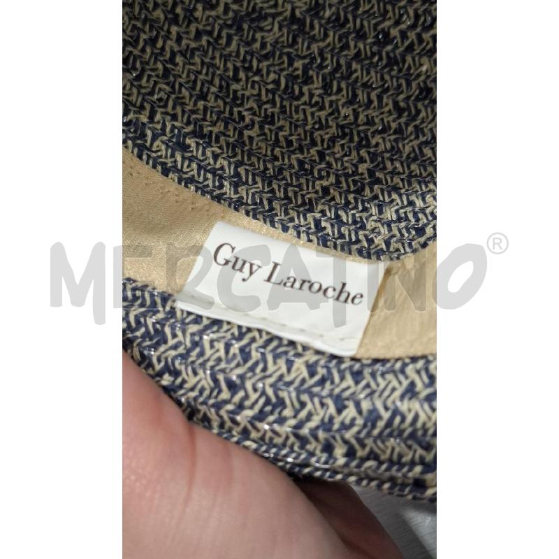 CAPPELLO DONNA GUY LAROCHE COLOR BLU E AVORIO CON FIOCCO BORDEAUX CARTELLINATO | Mercatino dell'Usato Salerno fratte 2