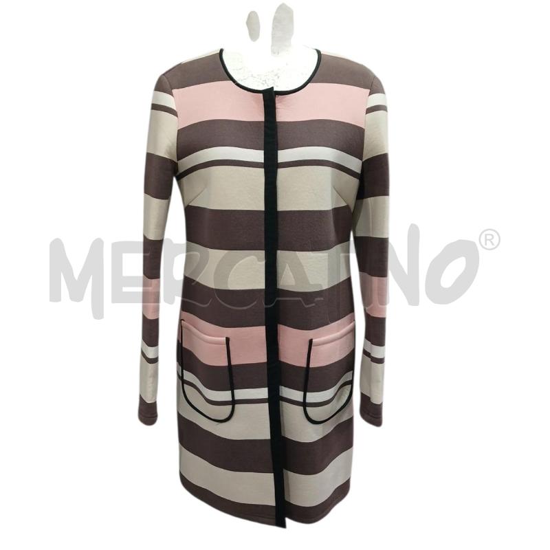 CAPPOTTO DONNA SISLEY RIGHE ROSA BEIGE BIANCHE | Mercatino dell'Usato Salerno fratte 1