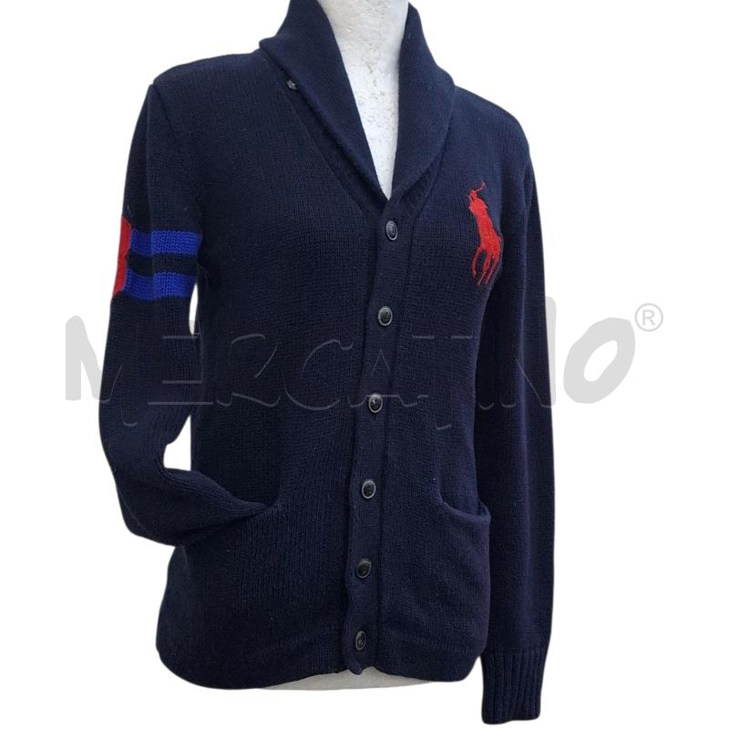CARDIGAN DONNA RALPH LAUREN BLU NAVY LOGO ROSSO | Mercatino dell'Usato Salerno fratte 1