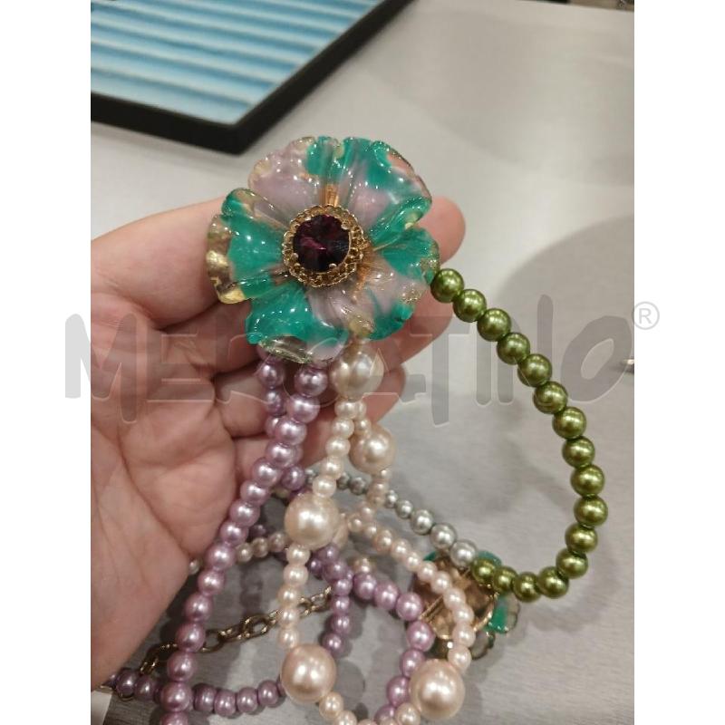 COLLANA 3 FILI PERLE LILLA BIANCHE VERDI | Mercatino dell'Usato Salerno fratte 2
