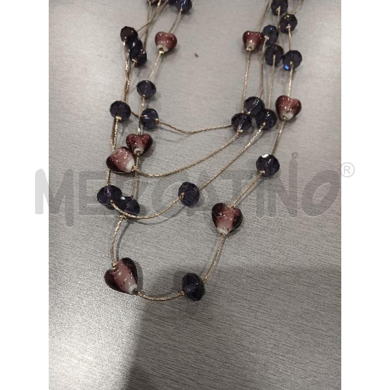 COLLANA A 4 FILI PIETRE LILLA E VIOLA | Mercatino dell'Usato Salerno fratte 3