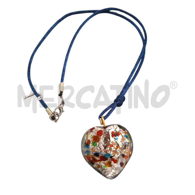 COLLANA CIONDOLO MURANO  CUORE MURRINE CHIARO | Mercatino dell'Usato Salerno fratte 1
